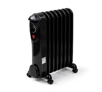 PREM-I-AIR 1500W / 1.5kW 7-Fin Portable Electric Oil Filled Radiator Heater with Adjustable Thermostat, 3 Heat Settings, Safety Cut-Off & Tip-Over Switch - Ideal for Rooms up to 15sqm - Black