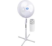 Prem-i-air White 16 Inch Powerful Low Noise Oscillating Cooling Pedestal Fan with 3 Airflow Speed Settings, Height Adjustment, Adjustable Head and Remote Control. For Use in Homes and Offices
