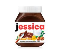 Premade Jessica Name Labels for Jars - Personalised Labels with A Name to Fit a Nutella Spread Jar, Customised Gifts for Him, Gift Label Sticker Premade with Your Name