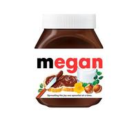 Premade MEGAN Name Labels For Jars - Personalised Labels With A Name To Fit a Nutella Spread Jar, Customised Gifts For Him, Gift Label Sticker Premade With Your Name