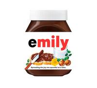 Premade Name Stickers Gifts: Gift Ready Custom Labels - Chocolate Spread Customised Gift, Custom Stickers for Jars, Hazelnut Cream Name Label - Christmas Gifts, Jar Not Included (Emily)