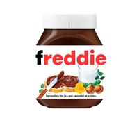 Premade Name Stickers Gifts: Gift Ready Custom Labels - Chocolate Spread Customised Gift, Custom Stickers for Jars, Hazelnut Cream Name Label - Christmas Gifts, Jar Not Included (Freddie)