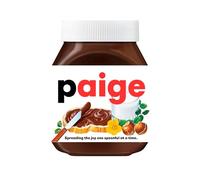 Premade Name Stickers Gifts: Gift Ready Custom Labels - Chocolate Spread Customised Gift, Custom Stickers for Jars, Hazelnut Cream Name Label - Christmas Gifts, Jar Not Included (Paige)