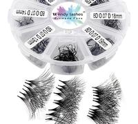 Premade Volume Eyelash Extensions 8D 0.07mm C Curl 500 Fans 13-20mm Mixed Tray Premade Fans Loose Handmade Volume Lash Extensions Pointed Thin Base Promade Loose Fans(500-8D-0.07-C-1320)