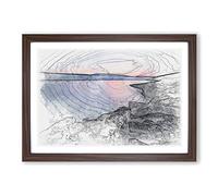 Premantura in Istria Croatia Sketch Framed Print | A2 Walnut Framed Wall Art | Ready to Hang | Modern Nature Picture | Living Room Bedroom Lounge Office