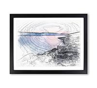 Premantura In Istria Croatia Sketch Modern Art Framed Print | A2 Black Framed Wall Art | Ready to Hang | Modern Nature Picture | Living Room Bedroom Lounge Office