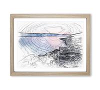 Premantura In Istria Croatia Sketch Modern Art Framed Print | A2 Oak Framed Wall Art | Ready to Hang | Modern Nature Picture | Living Room Bedroom Lounge Office