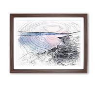 Premantura In Istria Croatia Sketch Modern Art Framed Print | A3 Walnut Framed Wall Art | Ready to Hang | Modern Nature Picture | Living Room Bedroom Lounge Office