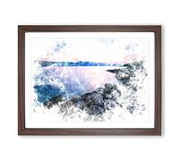 Premantura In Istria Croatia Watercolour Modern Framed Print | A2 Walnut Framed Wall Art | Ready to Hang | Modern Historical Picture | Living Room Bedroom Lounge Office