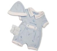 Premature Baby Clothes 3-5lbs or 5-8lbs - Tiny Baby Clothes Set with Romper and Socks, Blue, 5-8 lb