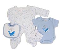 Premature Baby Clothes Set, Cotton Tiny Baby Sleepsuit, Vest, Mittens and Bib for Premature Boy or Girl Blue, 5, 8 lb