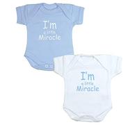 Premature Early Baby Clothes Pack of 2 Bodysuits/Vests 1.5-7.5lb I'm a Little Miracle' Pink or Blue