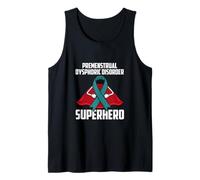 Premenstrual Dysphoric Disorder PMDD Superhero Teal Ribbon Tank Top
