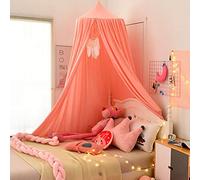 Premewish Baby Children Bed Canopy, Round Dome Cotton Mosquito Net Reading Room Decorations Nursery Room Decorations for Baby Children Castle Hanging House Reading Nook (Pink 3)