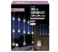 Premier 1.2 x 1.4m Snowflake Pinwire Curtain with 390 Warm White LEDs