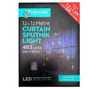 Premier 1.2m x 1.2m Pin Wire Sputnik V Curtain 483 Warm White LED Light