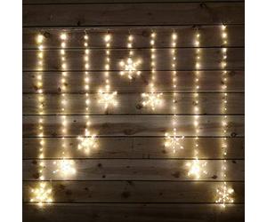 Premier 1.2x1.2M Pin Wire Curtain Snowflake Light with 303 Warm White LEDs