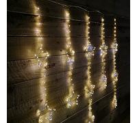 Premier 1.3 x 1.2m 312 LED Christmas Static Flashing Star LED Curtain Lights in White Mix