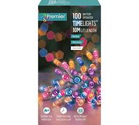 Premier 100 Timelights Battery Operated 10m Clear Cable Multi Action String Lights - Rainbow