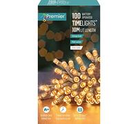 Premier 100 Timelights Battery Operated 10m Clear Cable Multi Action String Lights - Vintage Gold
