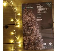Premier 1000 LED 25m TreeBrights Christmas Lights Warm White Clear Cable