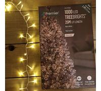 1000 LED 25m Premier TreeBrights Christmas Lights Warm White Clear Cable