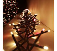 Premier 1152 LED 6.7m Compact Cluster Brights Indoor Outdoor Christmas Multi Function Mains Operated Lights in Red & Gold