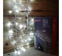 Premier 12.4m Multi Action 960 White LED Cluster Christmas Lights with Timer
