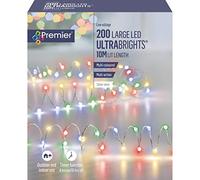 Premier 200 Large LED ULTRABRIGHTS with Timer 10m wire - Multi-Coloured