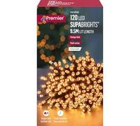 Premier 120 Vintage Gold Multi Action String Lights LED Supabrights Fairy Lights with Timer, Indoor/Outdoor Use