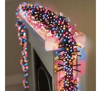 Premier 18.5m 1440 LED Cluster Christmas Lights - Multi Action Indoor Decoration with Timer - Rainbow