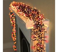 Premier 18.5m 1440 LED Cluster Christmas Lights - Multi Action Indoor Decoration with Timer - Vintage Gold & Red