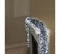 Premier 18.5m 1440 LED Cluster Christmas Lights - Multi Action Indoor Decoration with Timer - White
