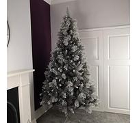 Premier 2.4M Silver Glitter Tip Fir Festive Christmas Tree in Grey PVC