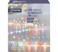 Premier 200 Large LED ULTRABRIGHTS with Timer 10m wire - Multi-Coloured