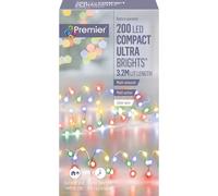 Premier 200 LED Compact Battery Micro Silver Pin Wire Lights with Timer - MULTI