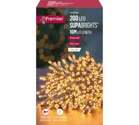 Premier Decorations Limited 200 Led Supabrights Vintage Gold Multi-Action 16M Lit Length Clear Cable
