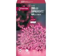 200 16m LED Premier Indoor / Outdoor Christmas Lights in Pink on Clear Wire