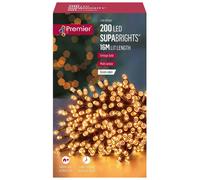 Premier 200 LED Multi-Action SupaBright Christmas Tree Lights Timer VINTAGE GOLD