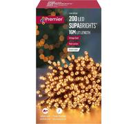 Premier 200 LED Multi-Action SupaBrights Christmas Tree Light Timer VINTAGE GOLD
