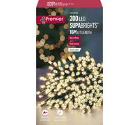 Premier 200 LED Multi-Action SupaBrights Christmas Tree Lights Timer WARM WHITE