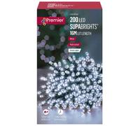 Premier 200 LED Multi-Action SupaBrights Christmas Tree Lights with Timer WHITE