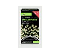 200 LED (16m) Premier Supabright LED Christmas Lights with Timer - Warm White