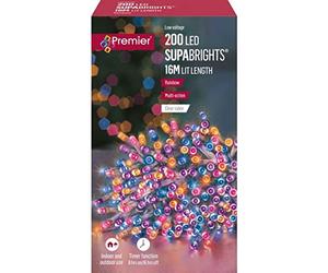 Premier 200 M-A LED 16m Supabrights With Timer - Rainbow (Clear Cable)