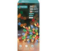 Premier 200 Timelights Battery Operated 20m Clear Cable Multi Action String Lights - Multi-Coloured