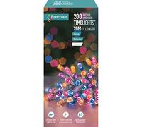 Premier 200 Timelights Battery Operated 20m Clear Cable Multi Action String Lights - Rainbow