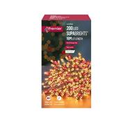 Premier 200 Vintage Gold and Red Supabrights Multi Action LED String Lights on Clear Cable with Timer