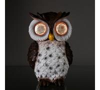 Premier 20cm Solar Owl Garden Ornament with Moving LED Eyes - Outdoor Decorative Owl Light Garden Decoration