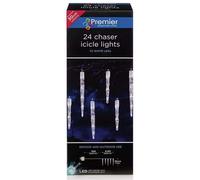 Premier 24 Chaser Snowing Icicles 72 LED Multi-Action Christmas Lights - WHITE