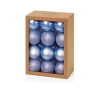 Premier - 24 Cornflower Blue Multi Finish Baubles, 60mm